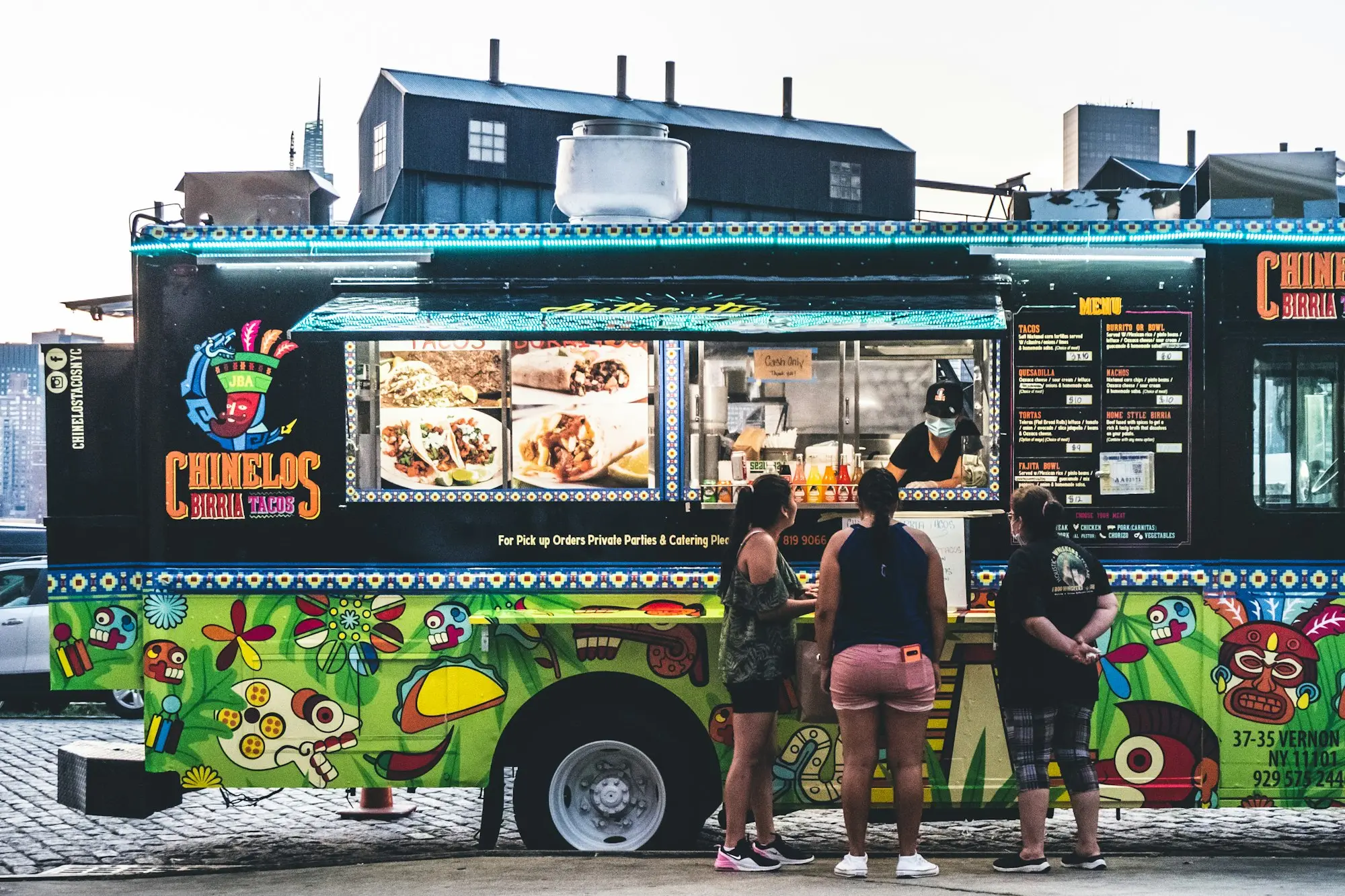 Customers lined up at a food truck, a newer business looking for its first funding